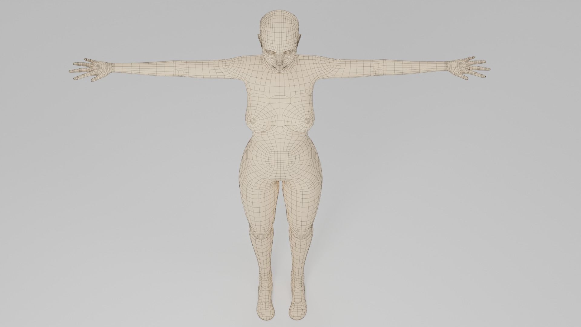 Female base mesh Free low-poly 3D model_2