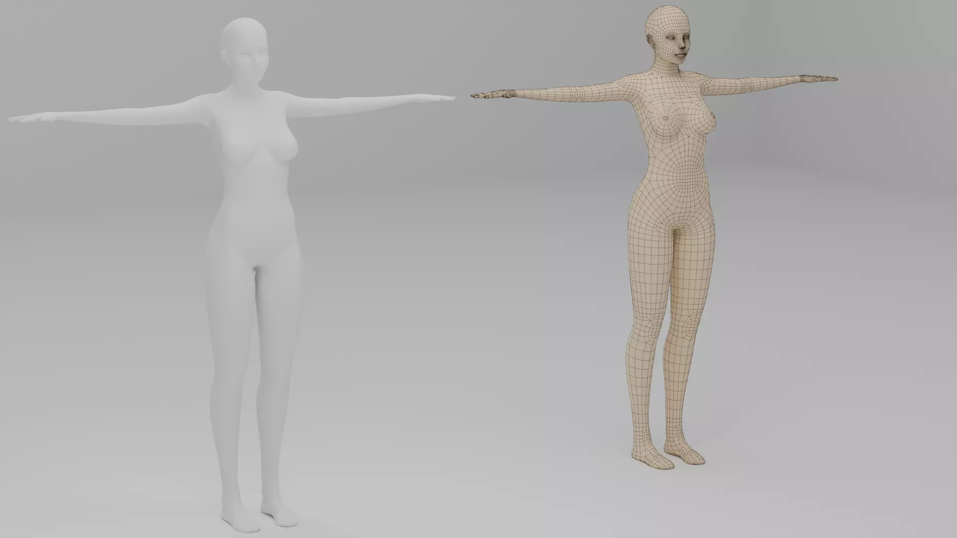 Female base mesh Free low-poly 3D model_0