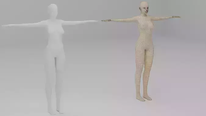Female base mesh Free low-poly 3D model