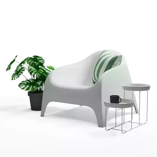 IKEA set with SKARPO garden armchair FEJKA VITLOK and DINERA 3D model