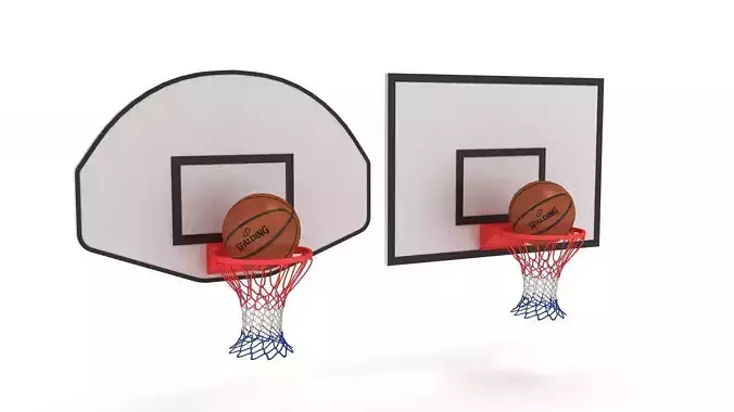 Basketball Rim Collection with Spalding Basketball 3D model