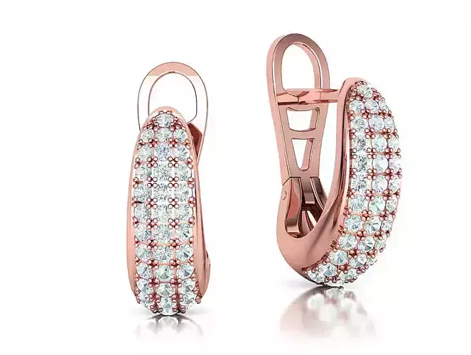 Bespoke Huggie Earring Diamond Earrings 3dprint model 3D print model