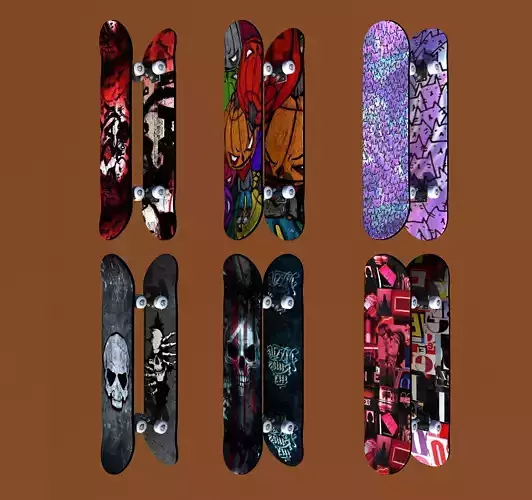 Realistic Rigged Skateboard Assets 3D model
