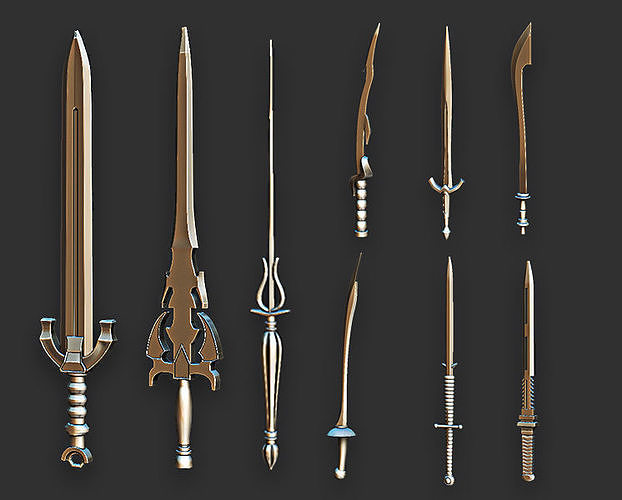 30 Highpoly and Lowpoly Sword Base Mesh Pack Low-poly 3D model