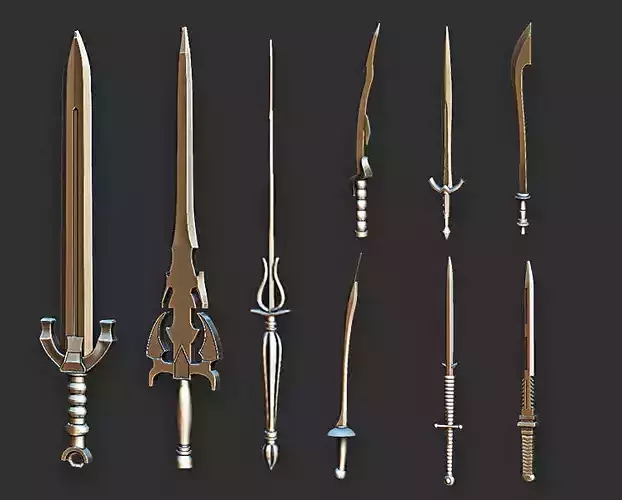30 Highpoly and Lowpoly Sword Base Mesh Pack Low-poly 3D model
