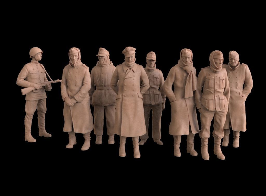 captured German soldiers 3D print model_8