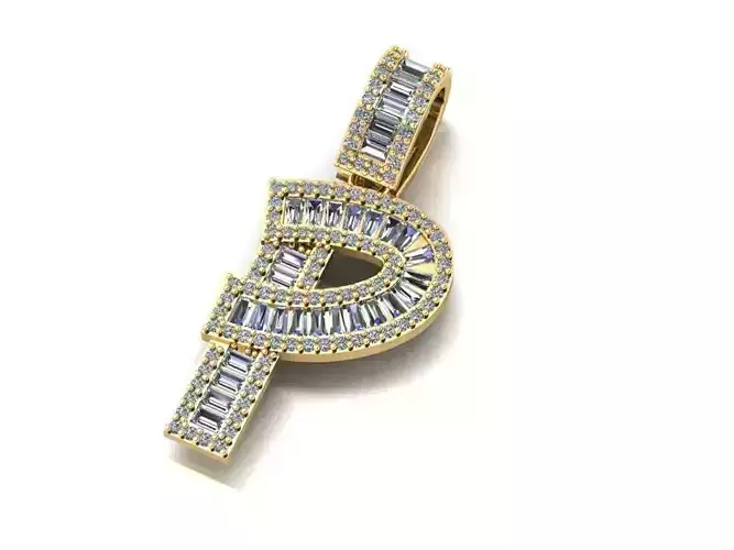 Baguette Diamond Letter Necklace