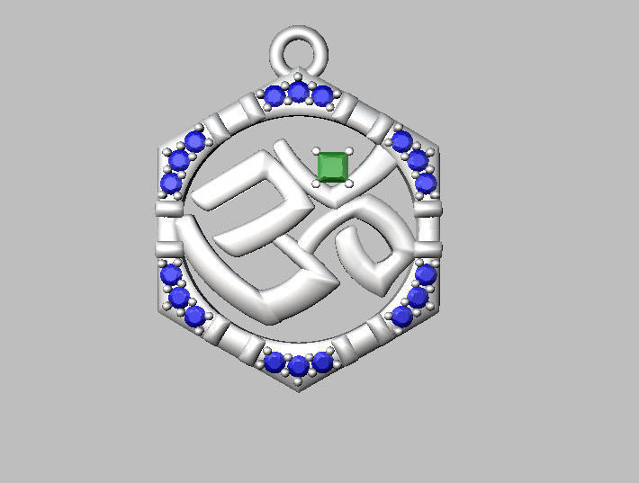 om diamond pendant 3D print model_10