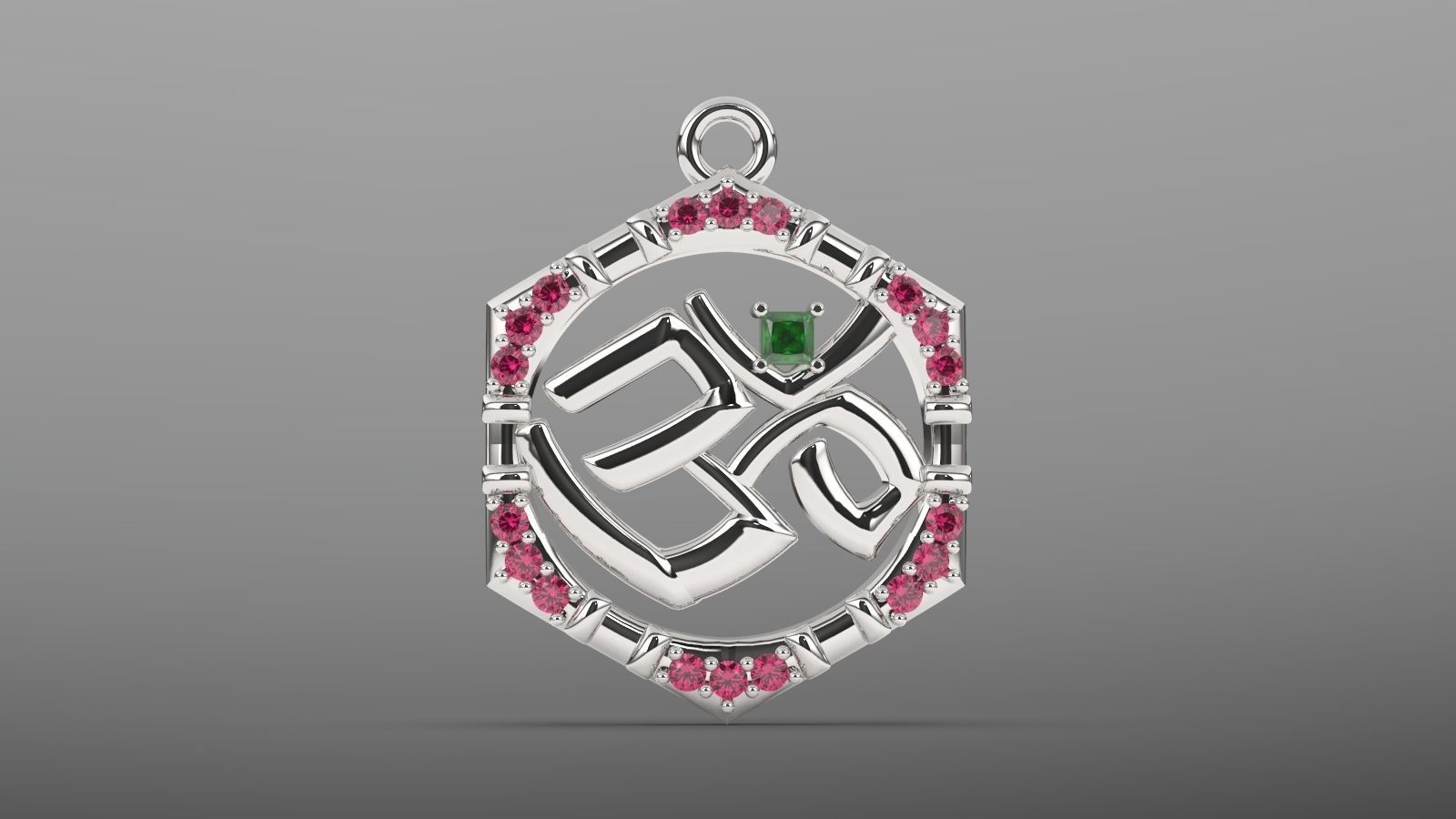 om diamond pendant 3D print model_4