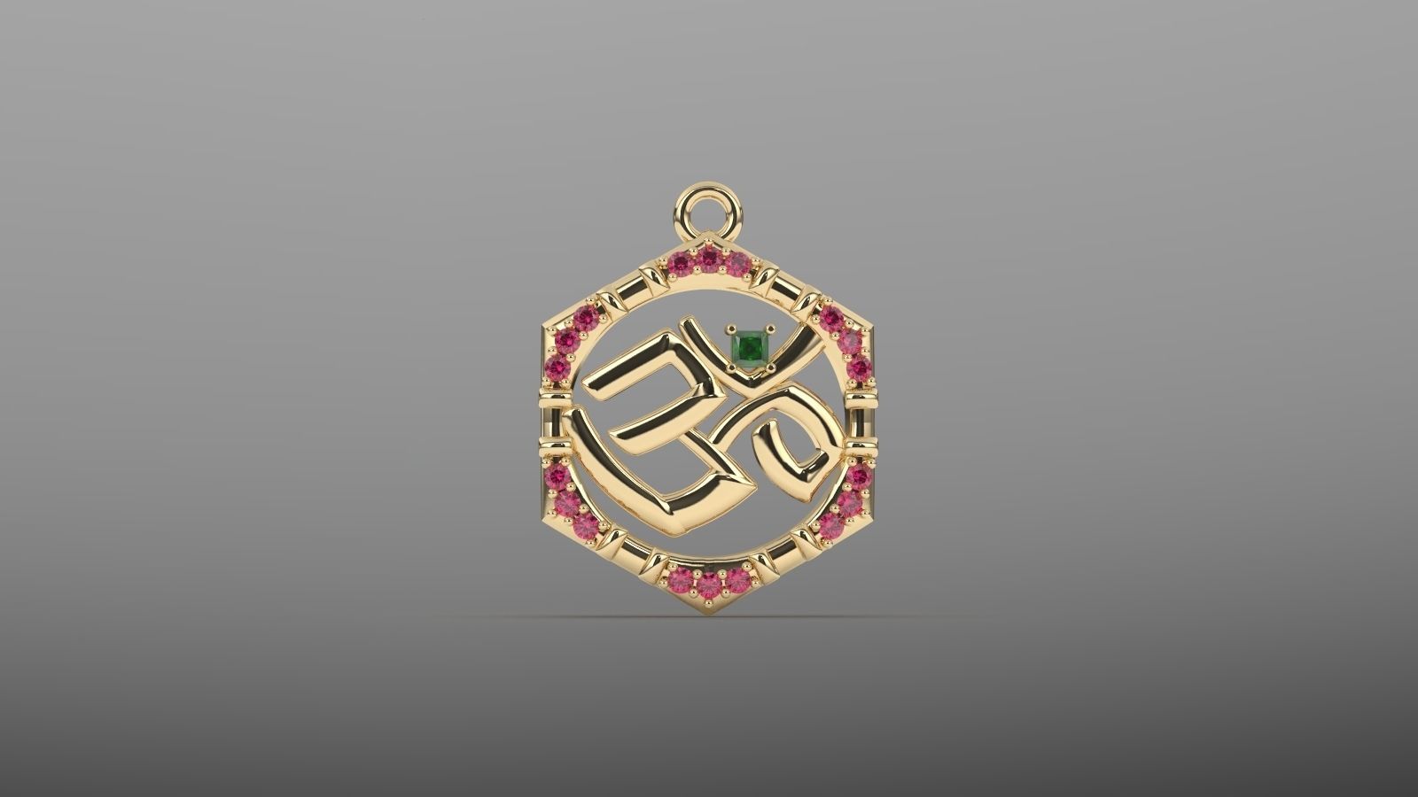 om diamond pendant 3D print model_6