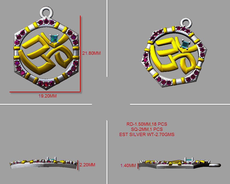 om diamond pendant 3D print model_14
