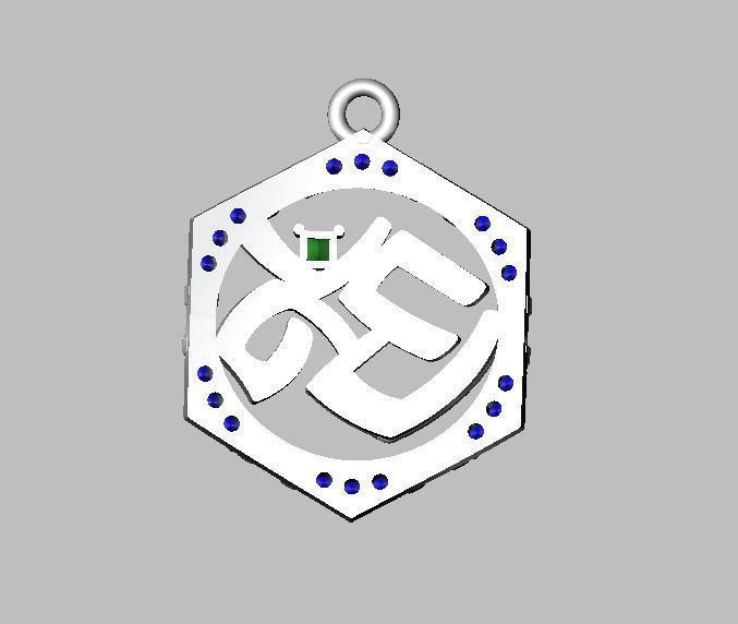 om diamond pendant 3D print model_12