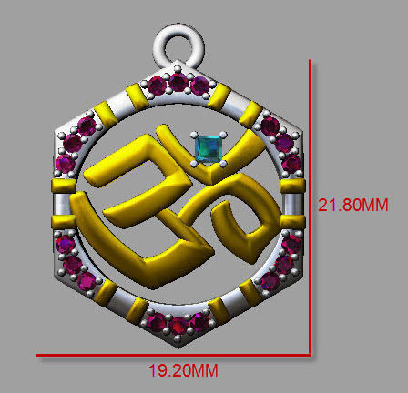 om diamond pendant 3D print model_7