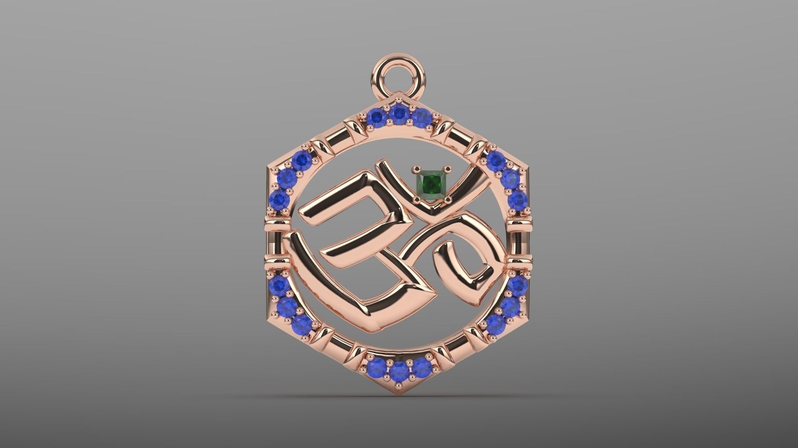 om diamond pendant 3D print model_3