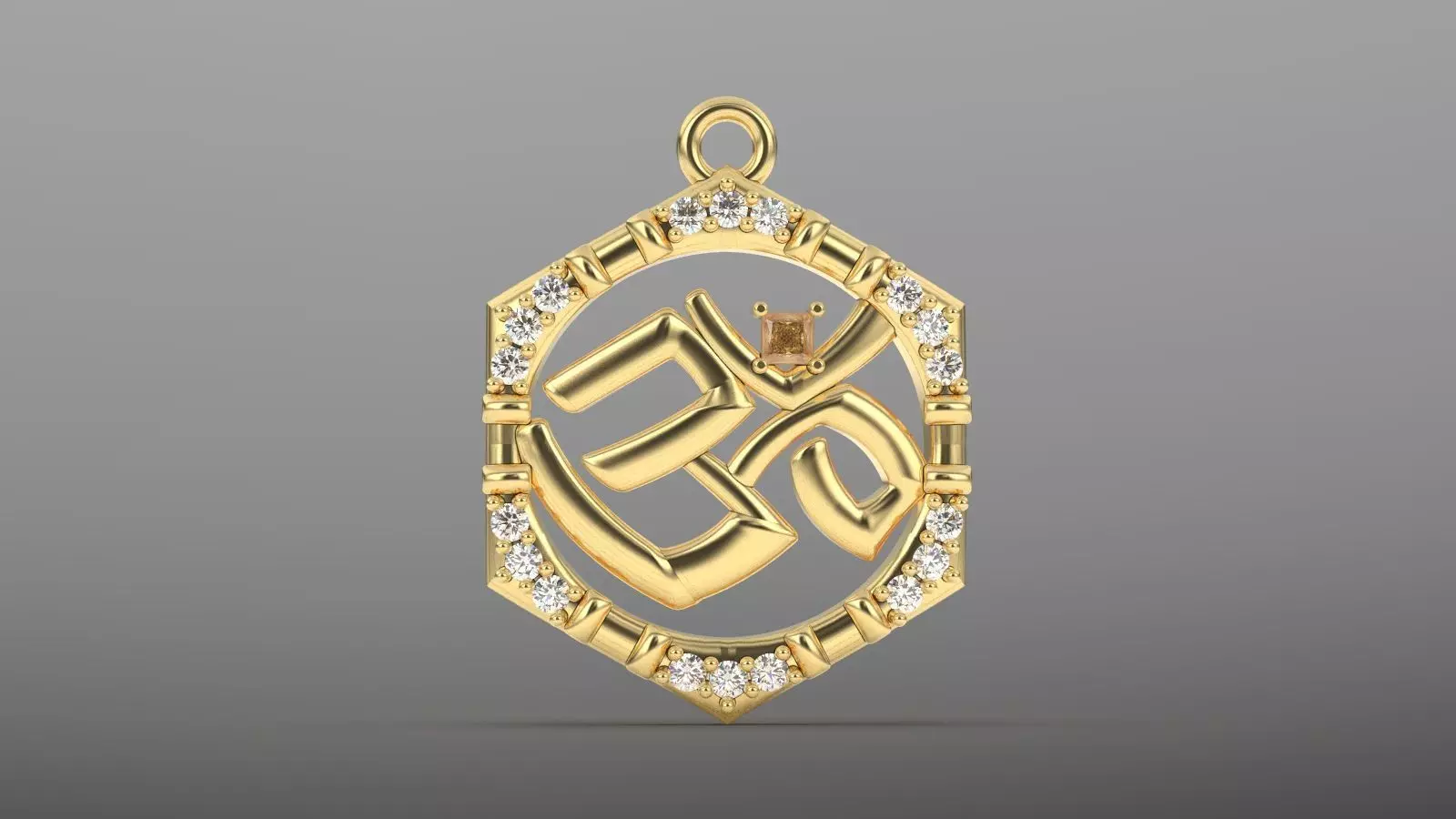 om diamond pendant 3D print model_0