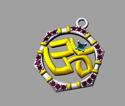 om diamond pendant 3D print model_8