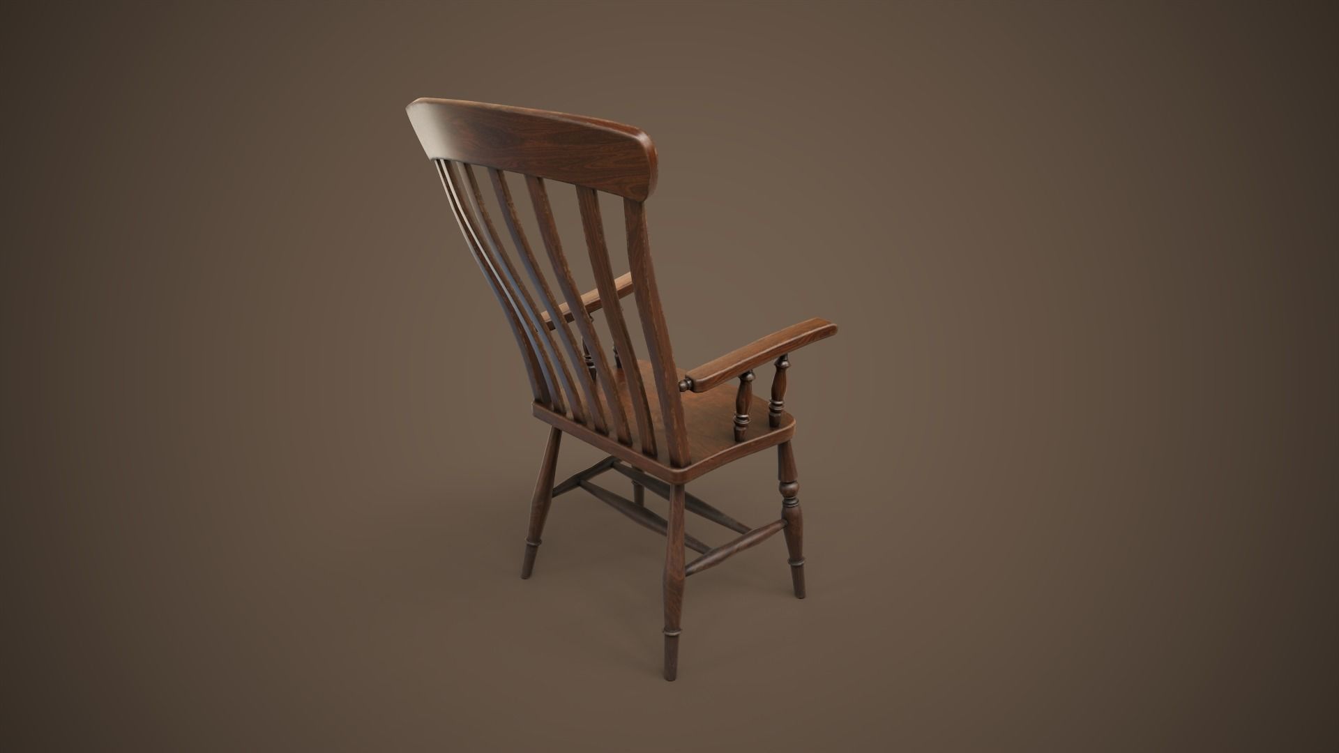 Vintage furniture table and chairs Low-poly 3D model_7