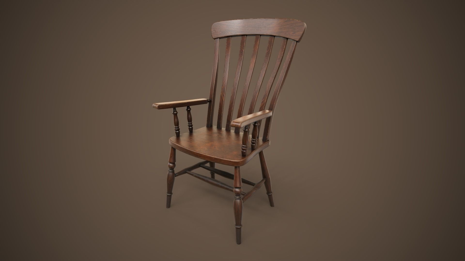 Vintage furniture table and chairs Low-poly 3D model_5
