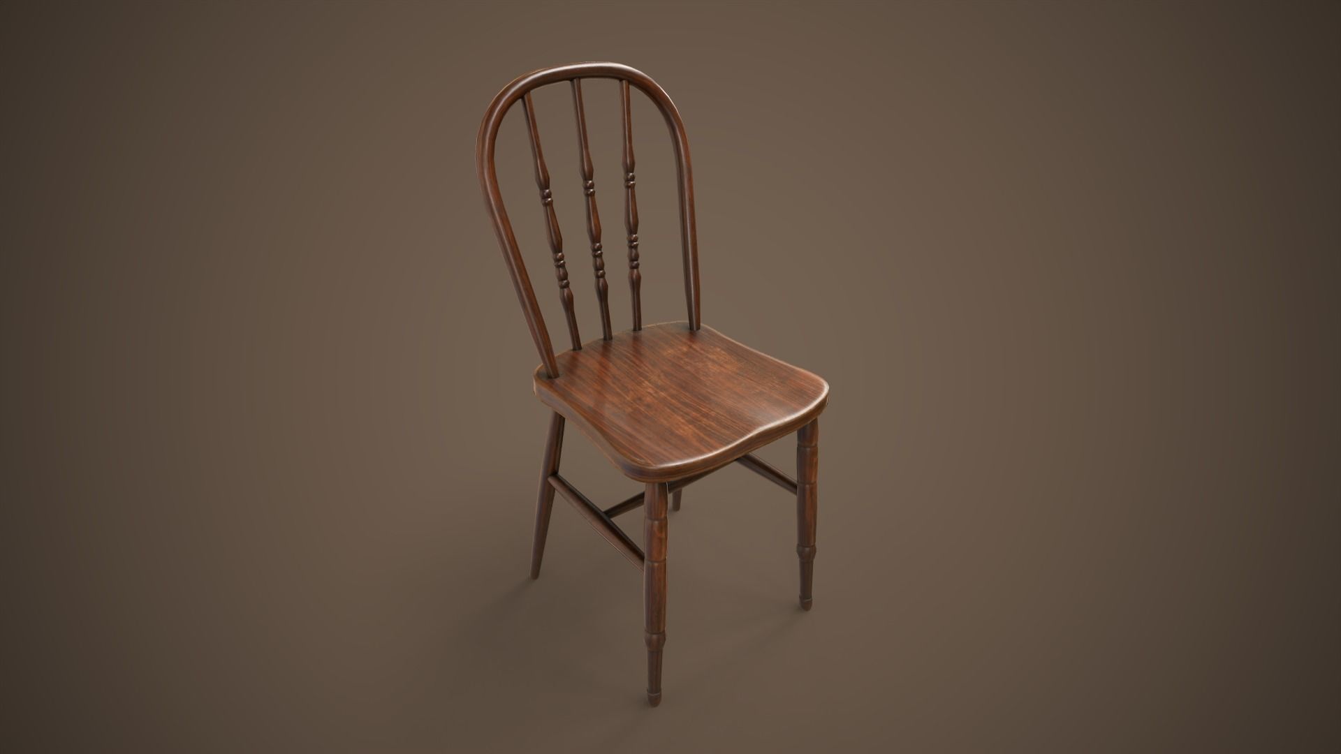 Vintage furniture table and chairs Low-poly 3D model_16