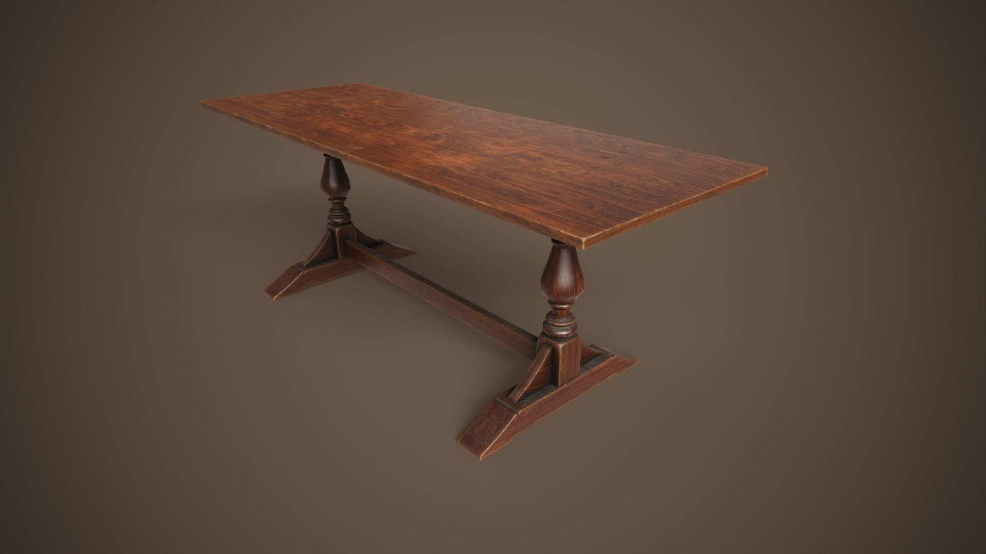 Vintage furniture table and chairs Low-poly 3D model_21