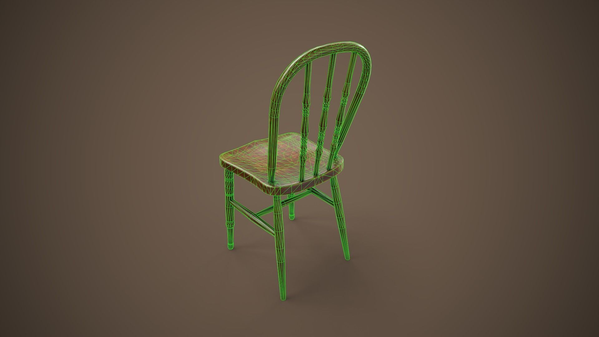 Vintage furniture table and chairs Low-poly 3D model_20