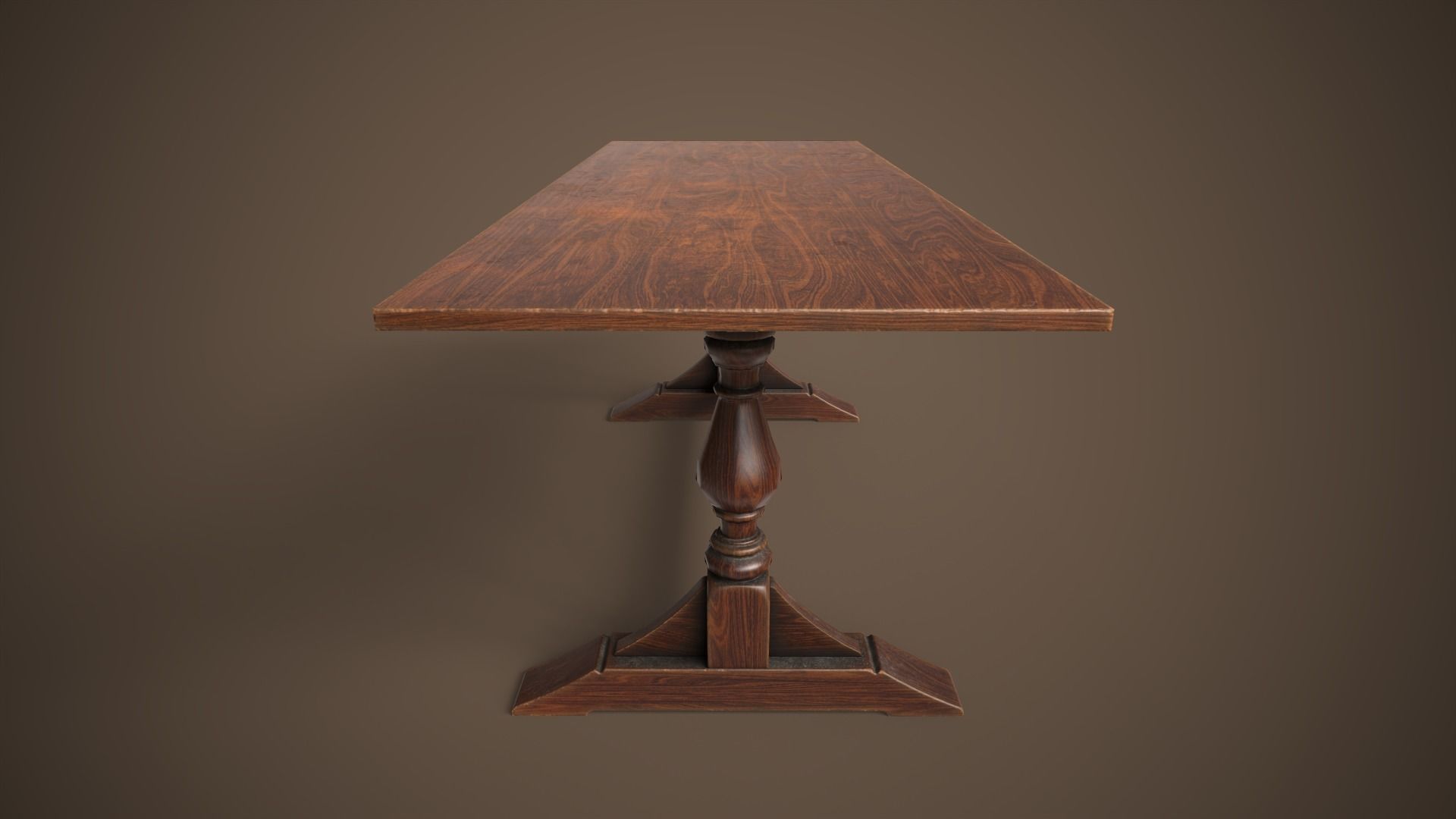 Vintage furniture table and chairs Low-poly 3D model_24