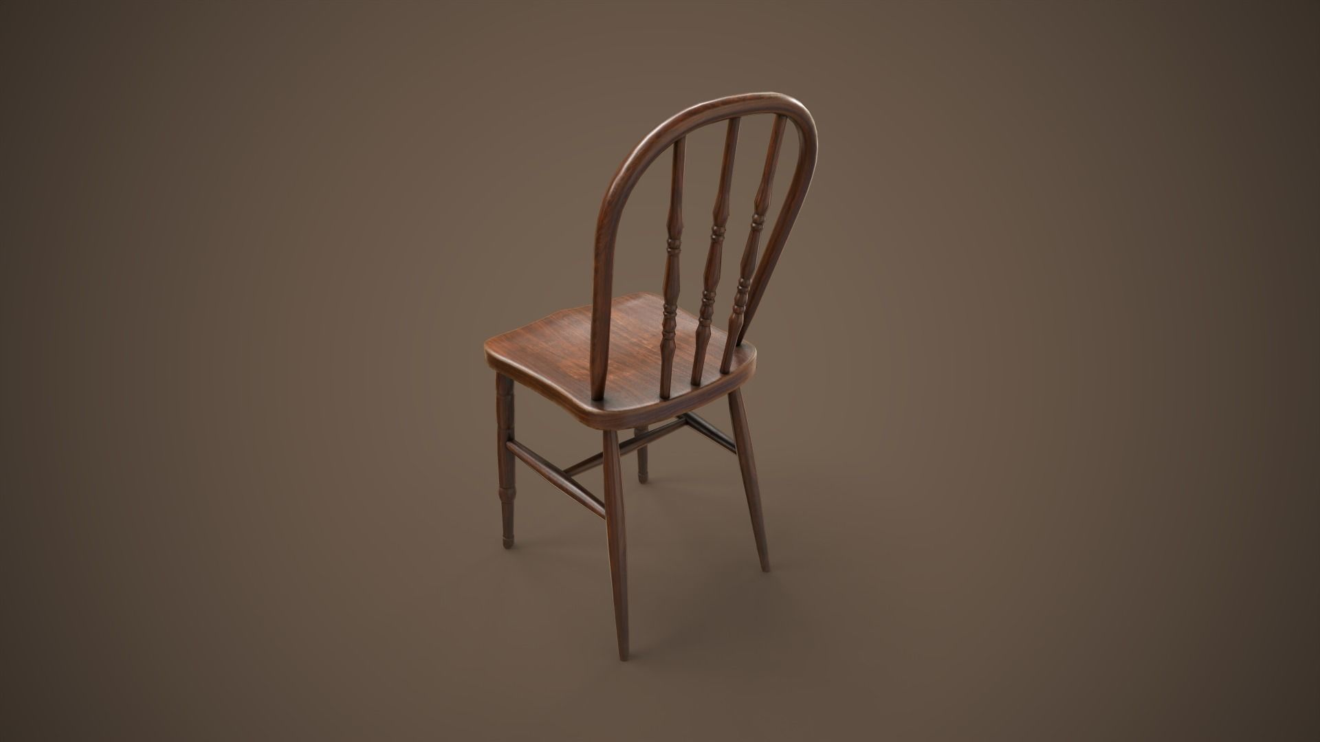 Vintage furniture table and chairs Low-poly 3D model_14