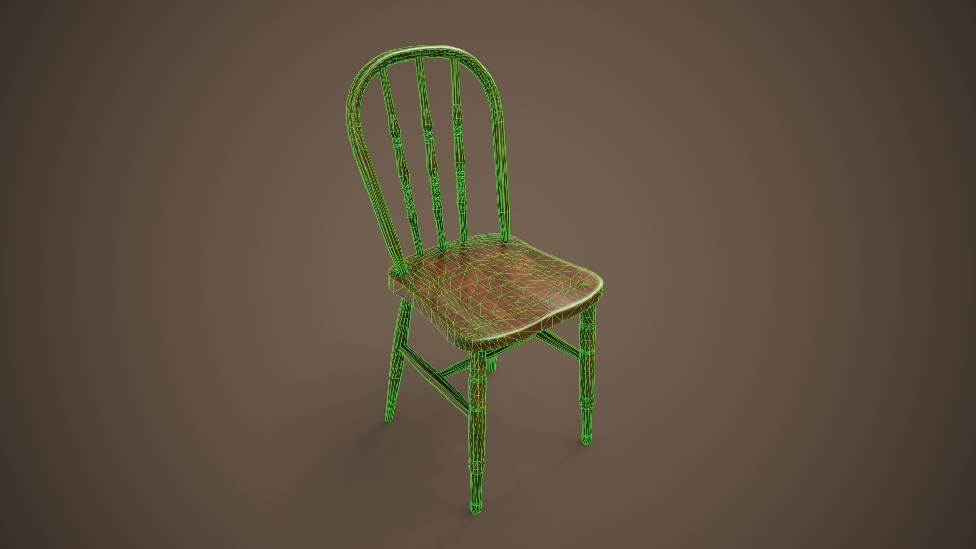 Vintage furniture table and chairs Low-poly 3D model_19