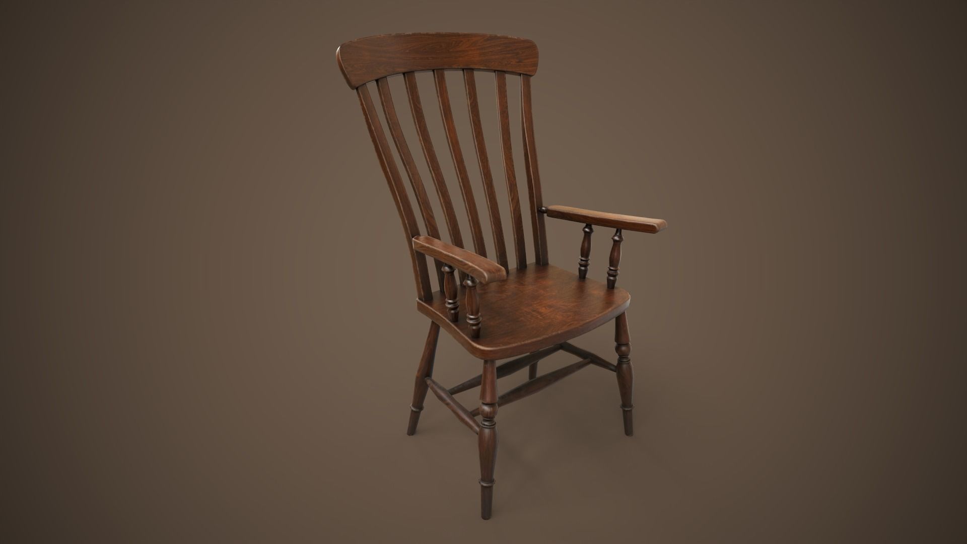 Vintage furniture table and chairs Low-poly 3D model_8