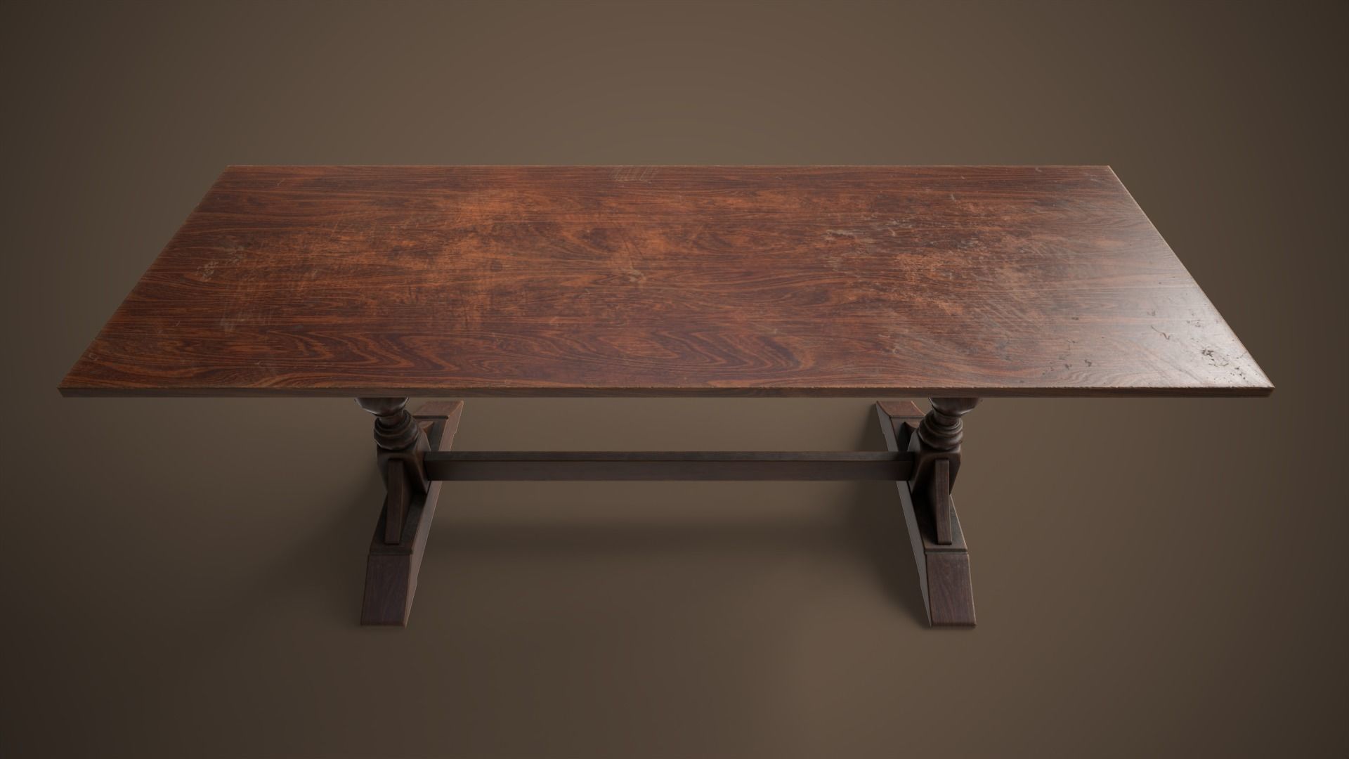 Vintage furniture table and chairs Low-poly 3D model_23