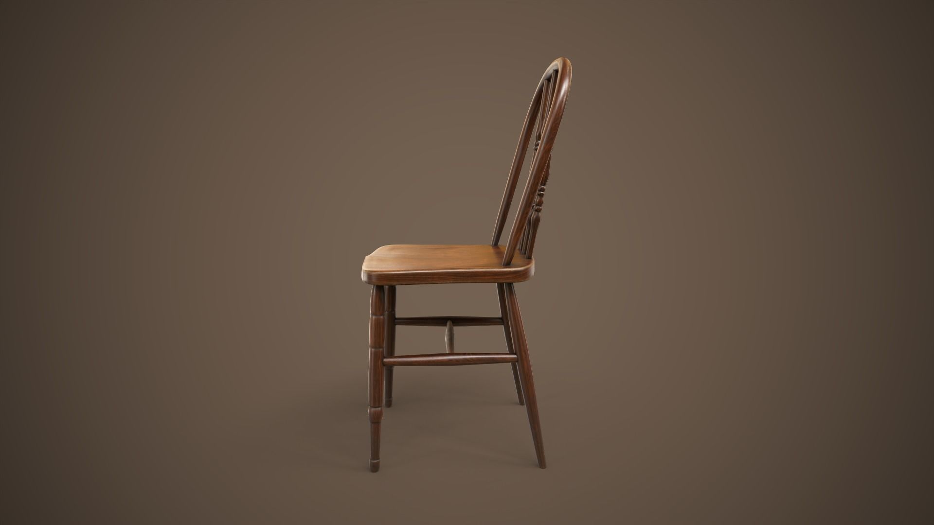 Vintage furniture table and chairs Low-poly 3D model_13