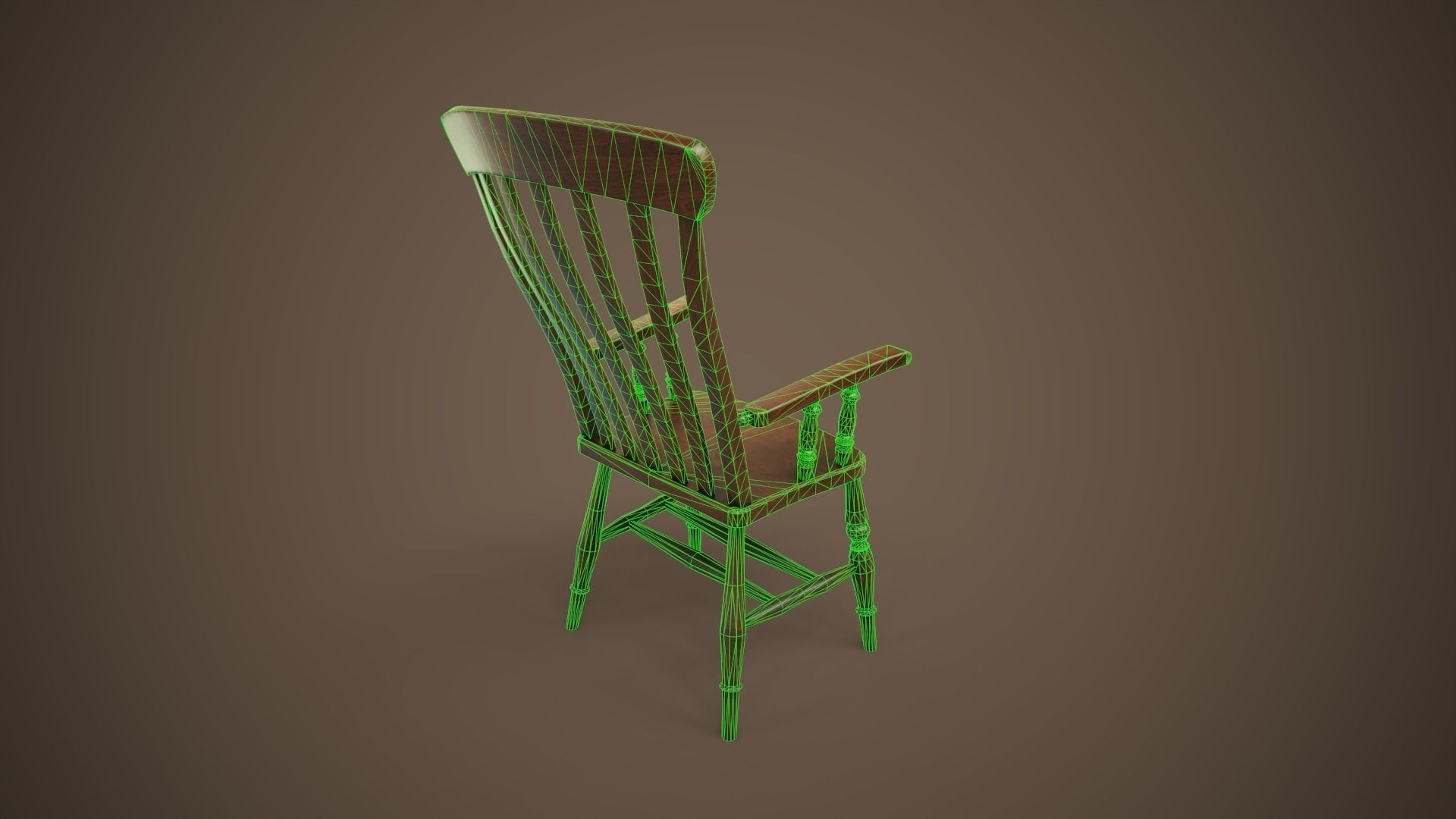 Vintage furniture table and chairs Low-poly 3D model_12