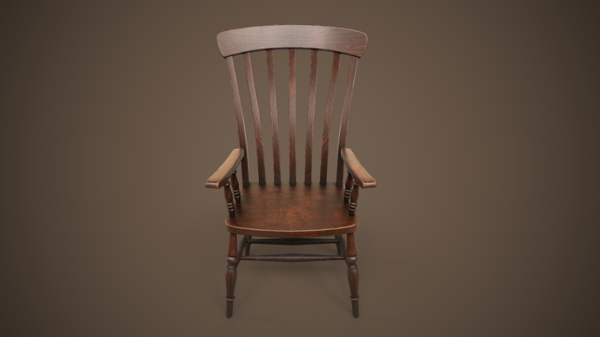 Vintage furniture table and chairs Low-poly 3D model_6
