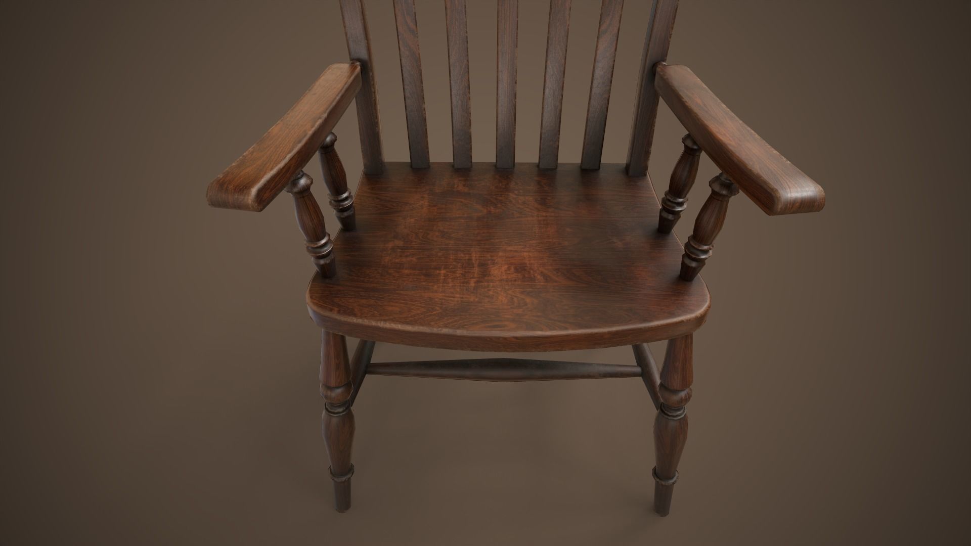 Vintage furniture table and chairs Low-poly 3D model_9