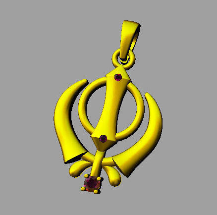 khanda pendant 3D print model_10