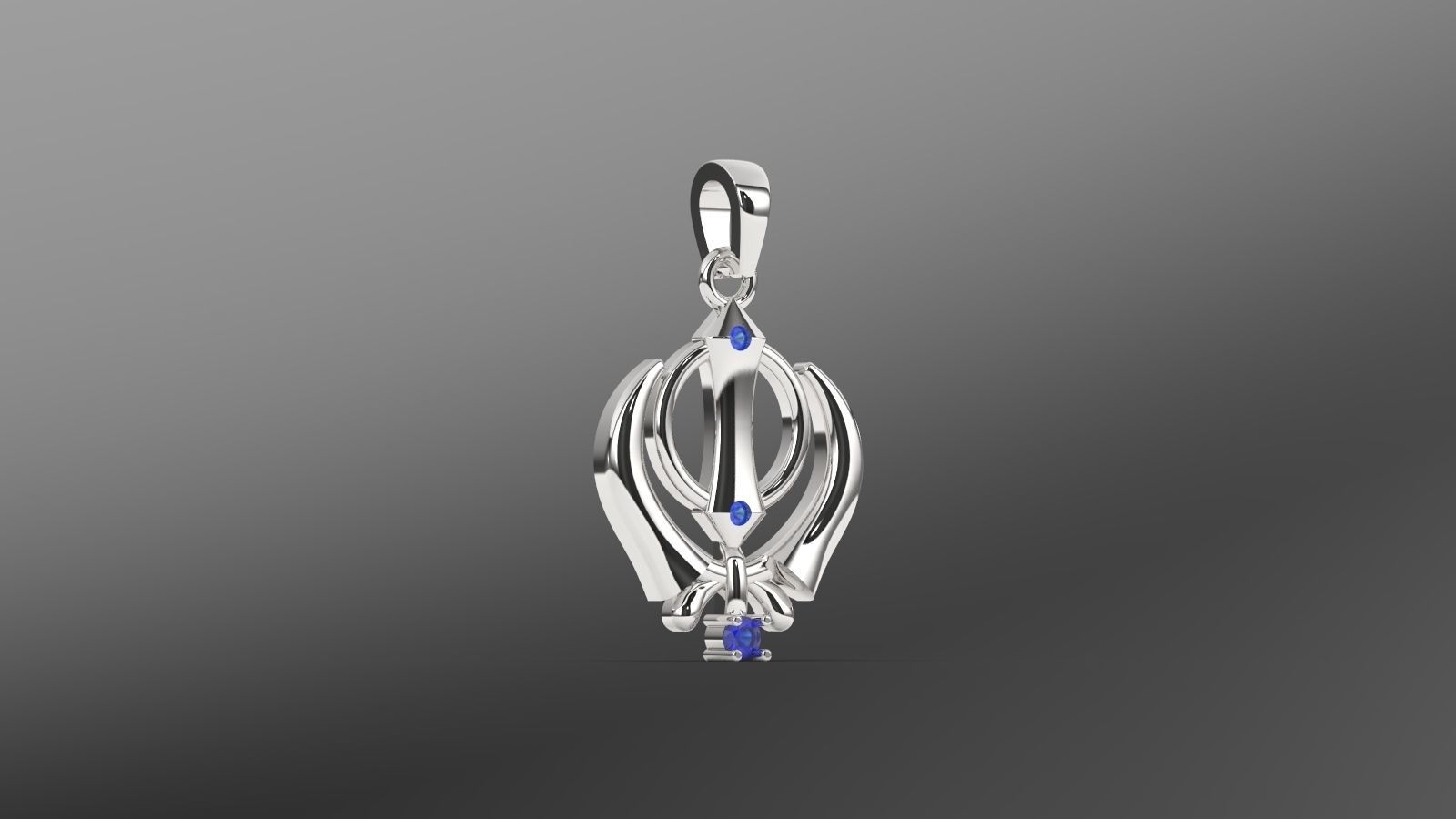 khanda pendant 3D print model_3