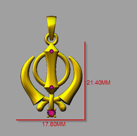 khanda pendant 3D print model_9