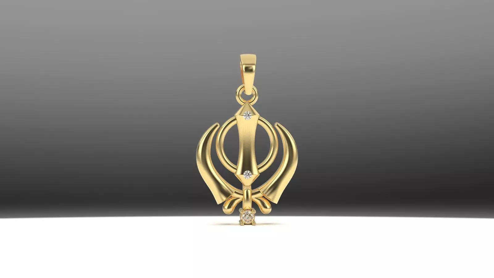 khanda pendant 3D print model_0