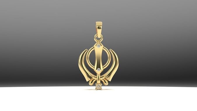 khanda pendant 3D print model