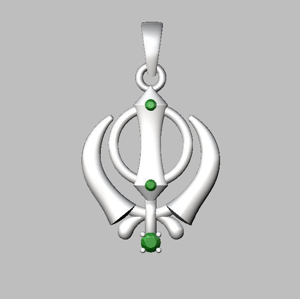 khanda pendant 3D print model_4