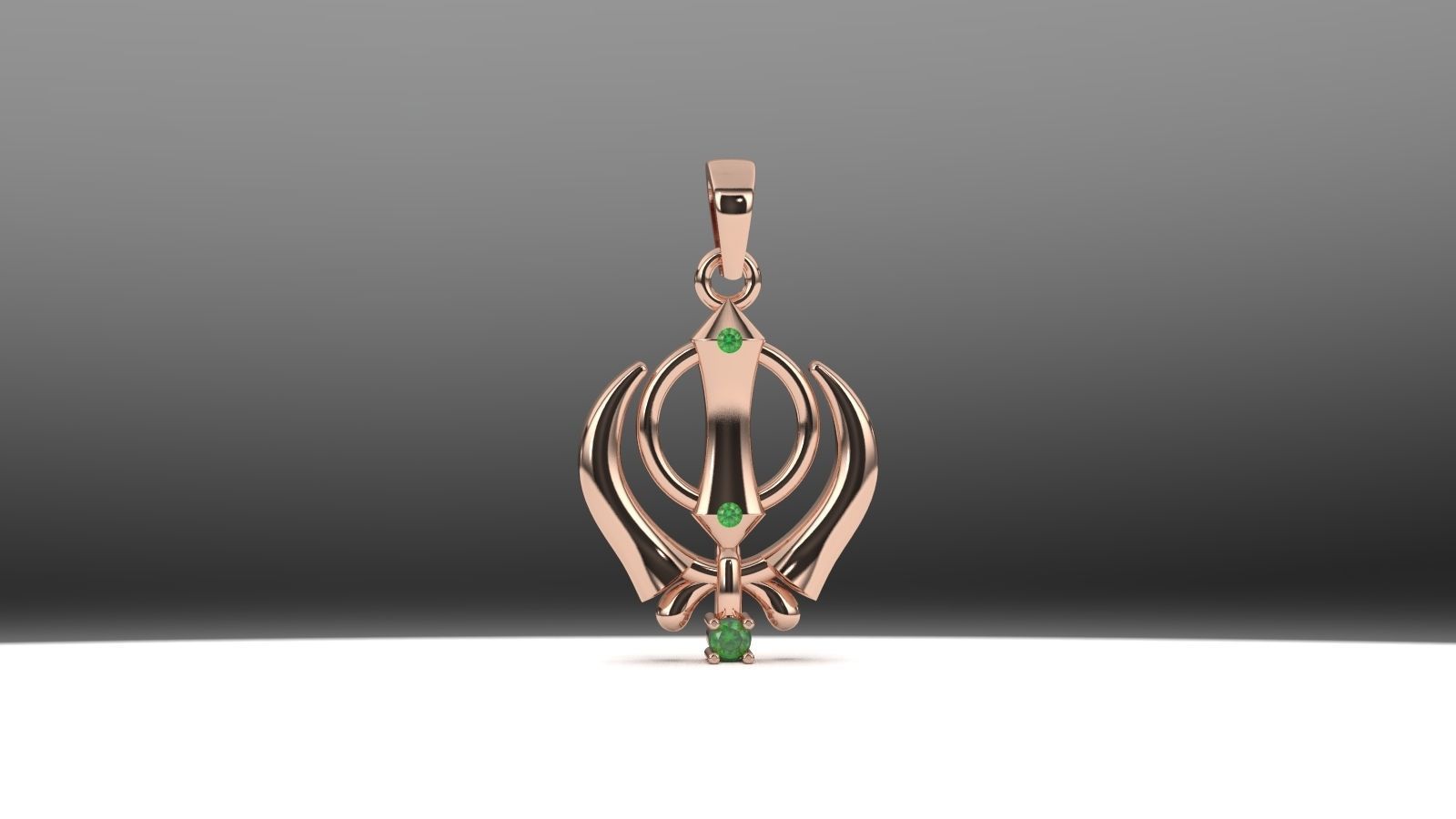 khanda pendant 3D print model_2