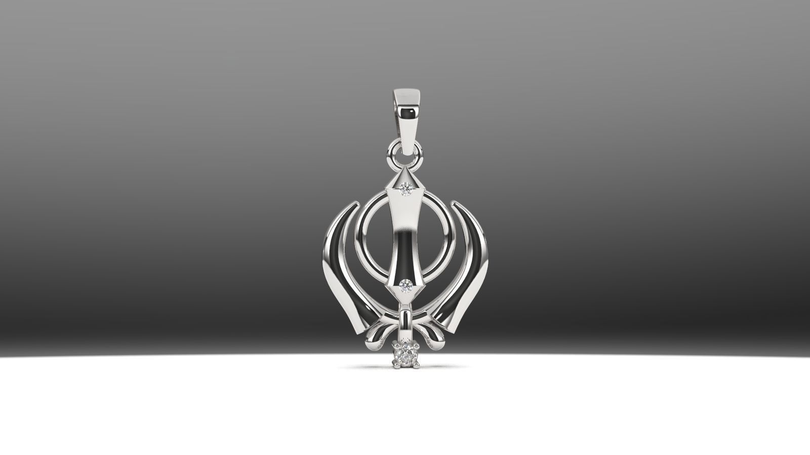khanda pendant 3D print model_1