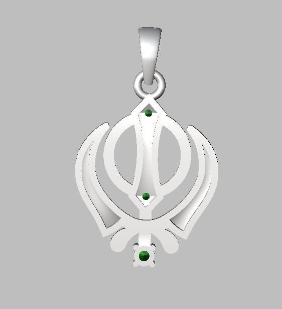 khanda pendant 3D print model_7