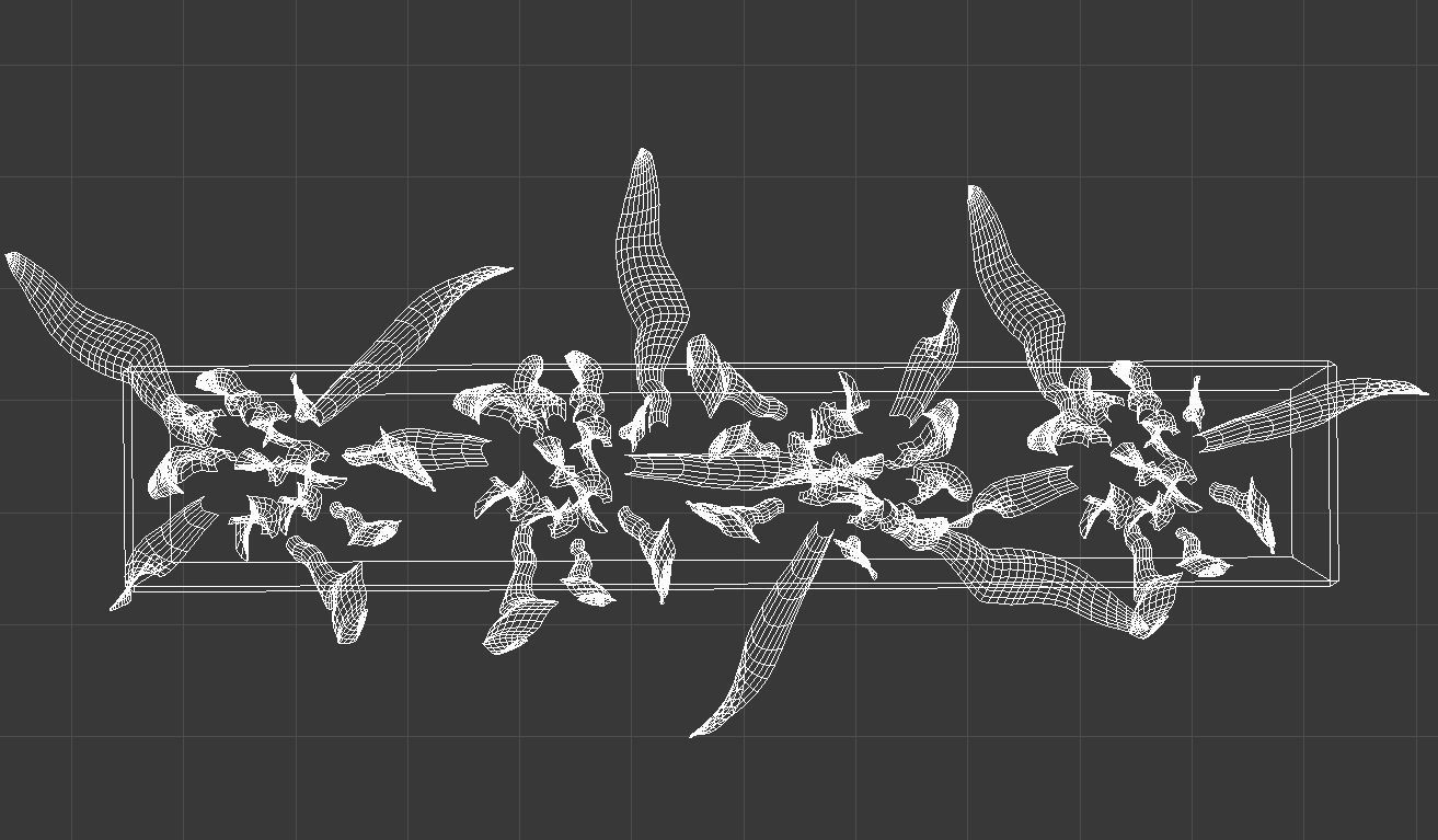 Concrete planter with long leaves 3D model_12