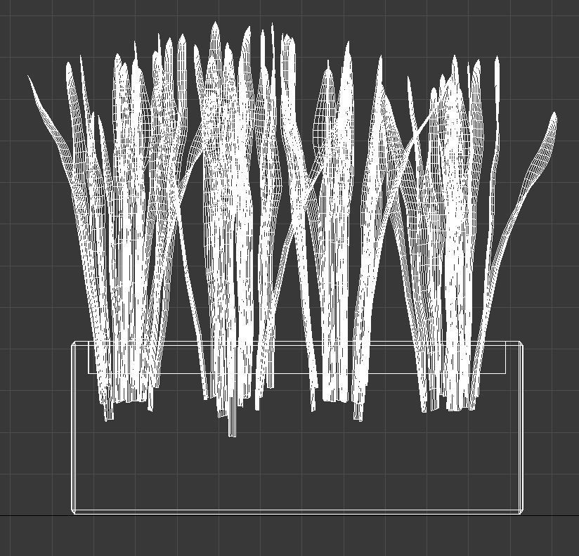 Concrete planter with long leaves 3D model_13