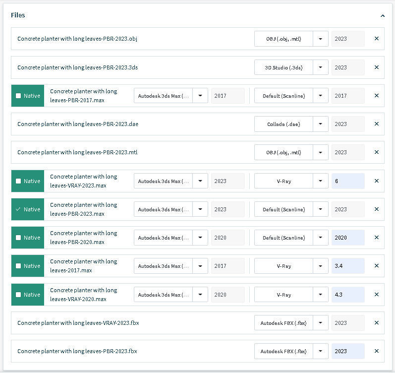 Concrete planter with long leaves 3D model_15