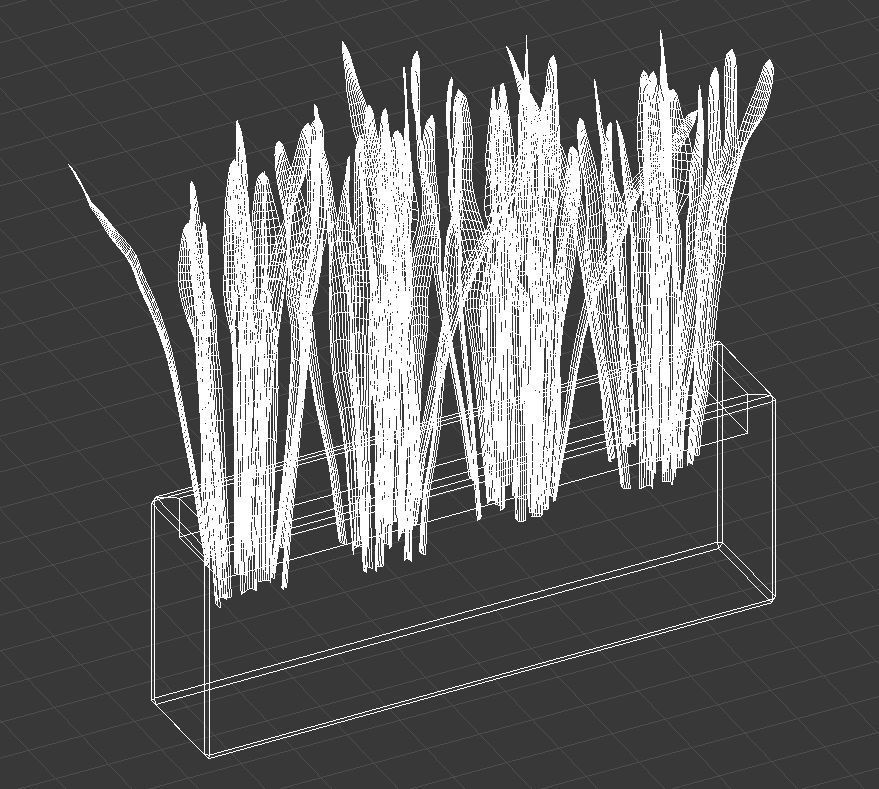 Concrete planter with long leaves 3D model_10