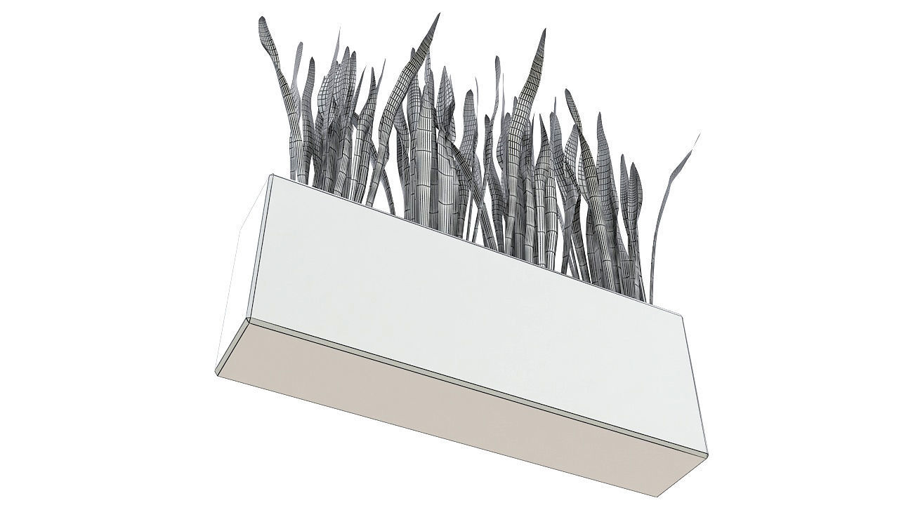 Concrete planter with long leaves 3D model_9
