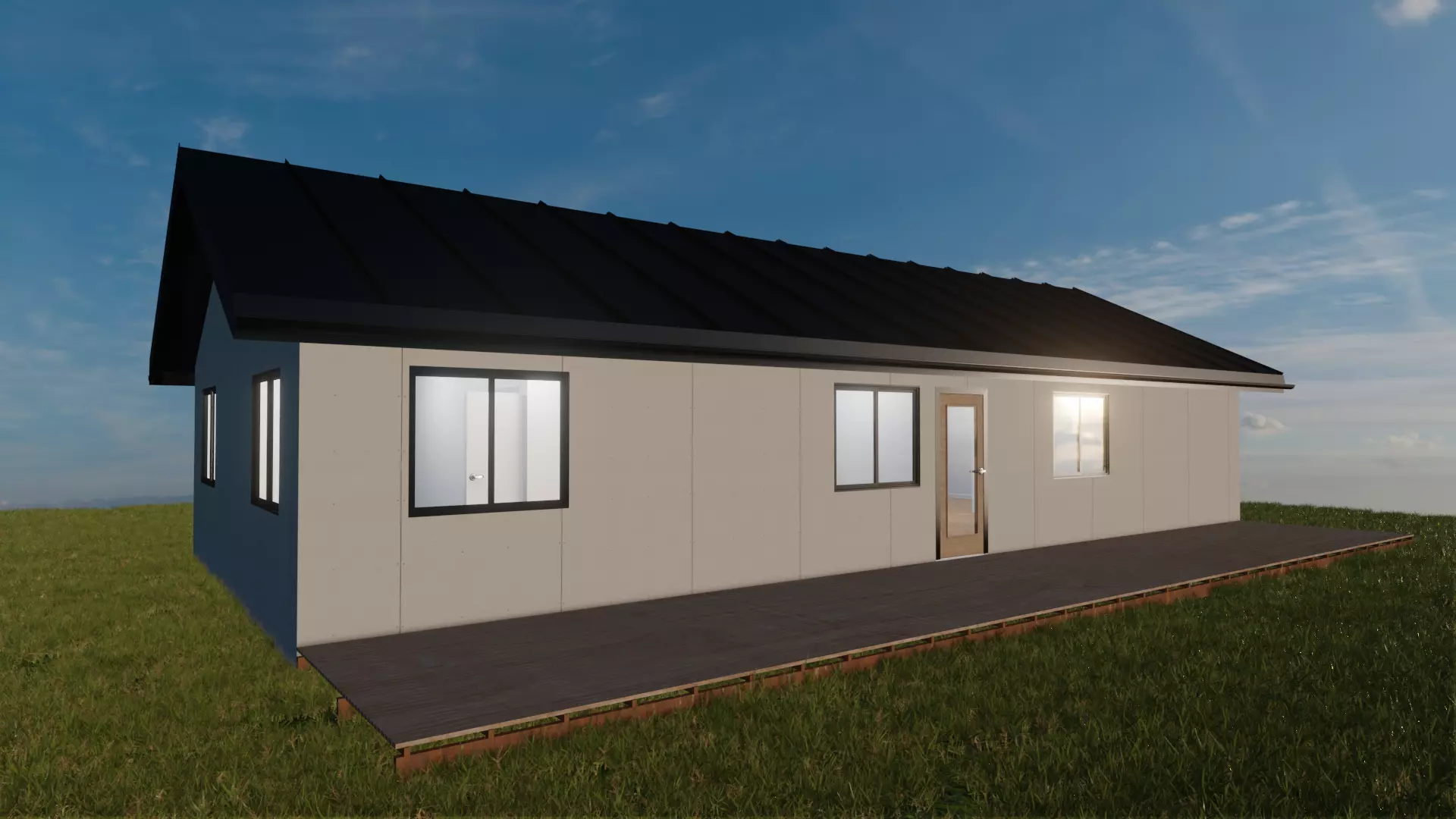 Simple Gable House 3D model_0