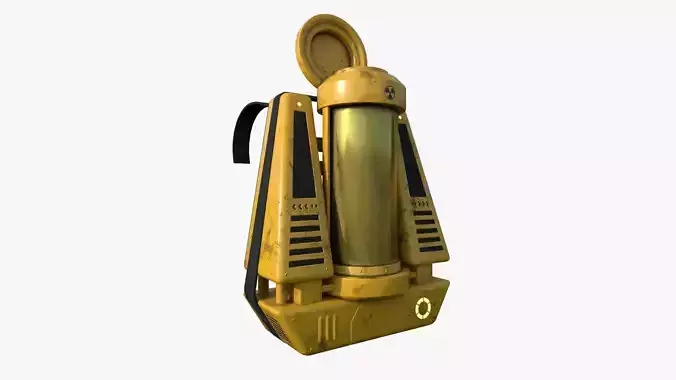 SciFi Backpack J02 Yellow - Fashion Character Design Low-poly 3D model